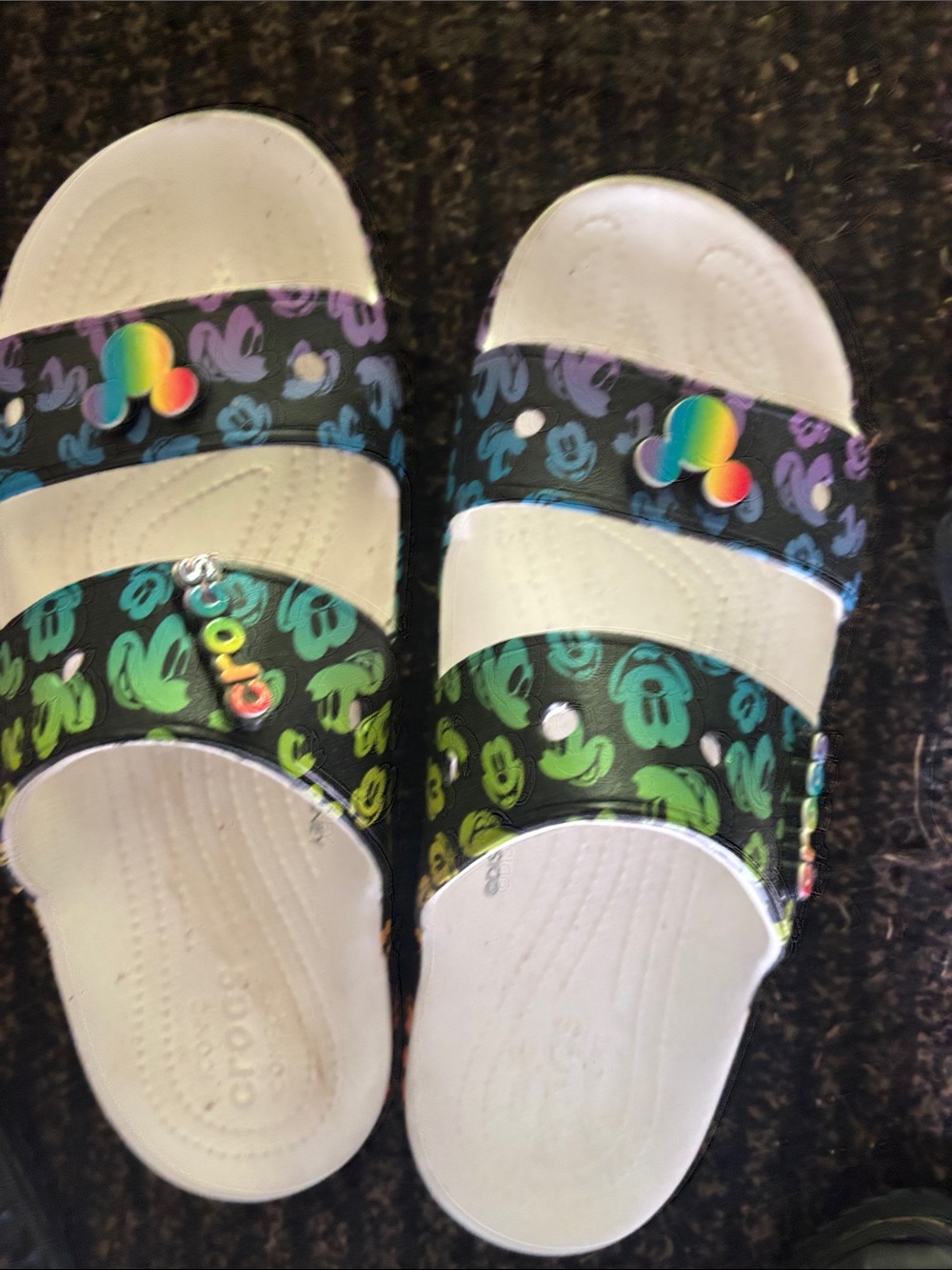 Crocs Unisex-Adult Classic Disney Rainbow Celebration Sandal Slide